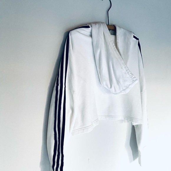 White cropped Adidas hoodie - - Picture 5 of 6